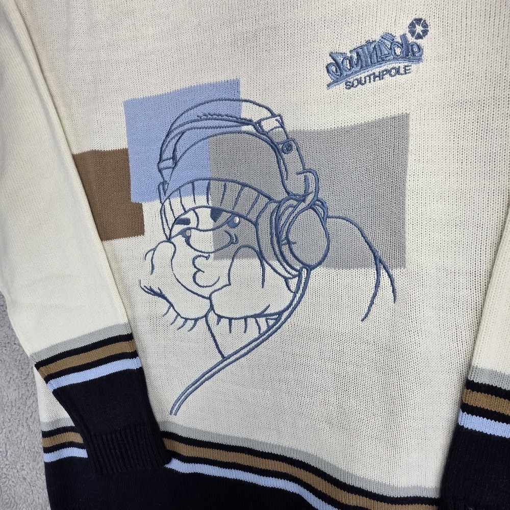 Vintage Southpole WhiteSweater Mens XL Headphones DJ Hip Hop Streetwear Y2K - Picture 4 of 9